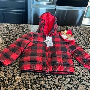 Epic Threads Kids Jacket Packable Water Resistant Red Buffalo Plaid Size 6 NWT